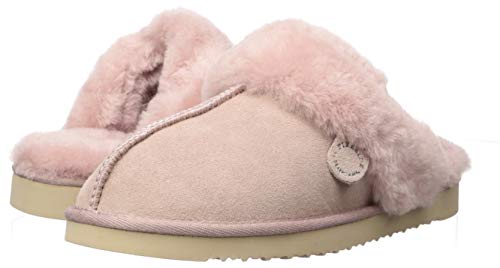 Dearfoams womens Fireside Sydney Shearling Fur Indoor/Outdoor Scuff With Wide Widths Slipper, Dusty Pink, 10 US