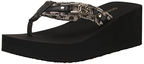 GUESS Women's Ediva Wedge Sandal, Black 001, 8