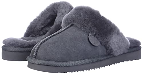 Dearfoams Women's Fireside Sydney Indoor/Outdoor Water Resistant Genuine Shearling Scuff Slipper, Wide Widths