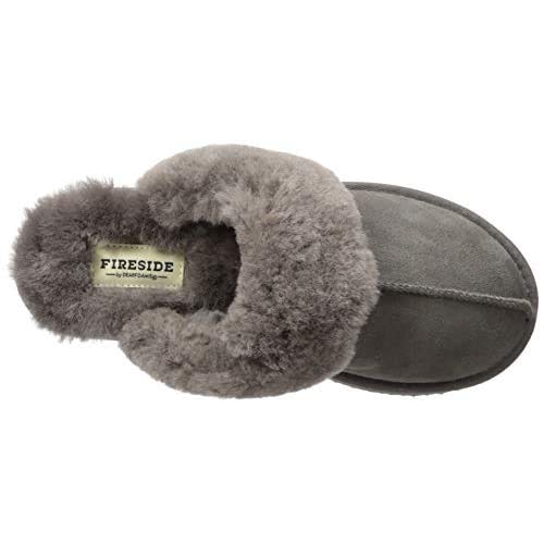 Dearfoams Women's Fireside Sydney Indoor/Outdoor Water Resistant Genuine Shearling Scuff Slipper, Wide Widths