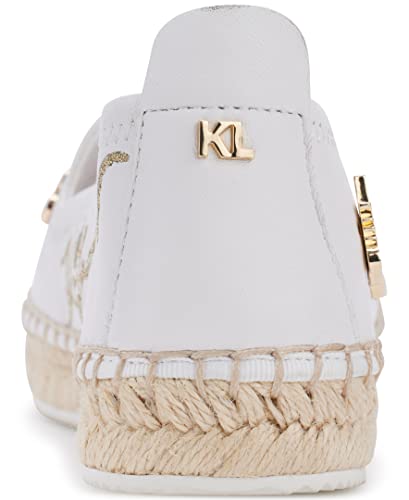 Karl Lagerfeld Paris Women's Michaela Slip On Embellished Flat Espadrille Platform, Bright White, 10