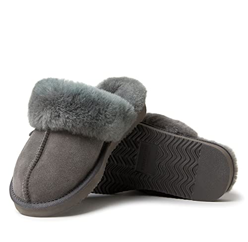 Dearfoams Women's Fireside Sydney Indoor/Outdoor Water Resistant Genuine Shearling Scuff Slipper, Wide Widths