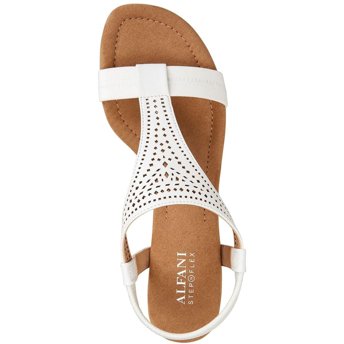 Alfani Womens Vacanza Faux Leather Wedge Sandals White 11 Medium (B,M)