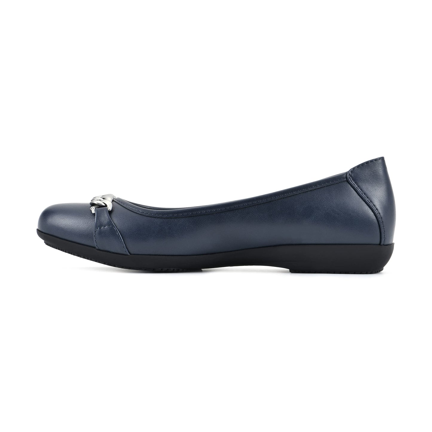 CLIFFS BY WHITE MOUNTAIN Charmed Women's Ballet Flat, Navy/Smooth, 9.5 M