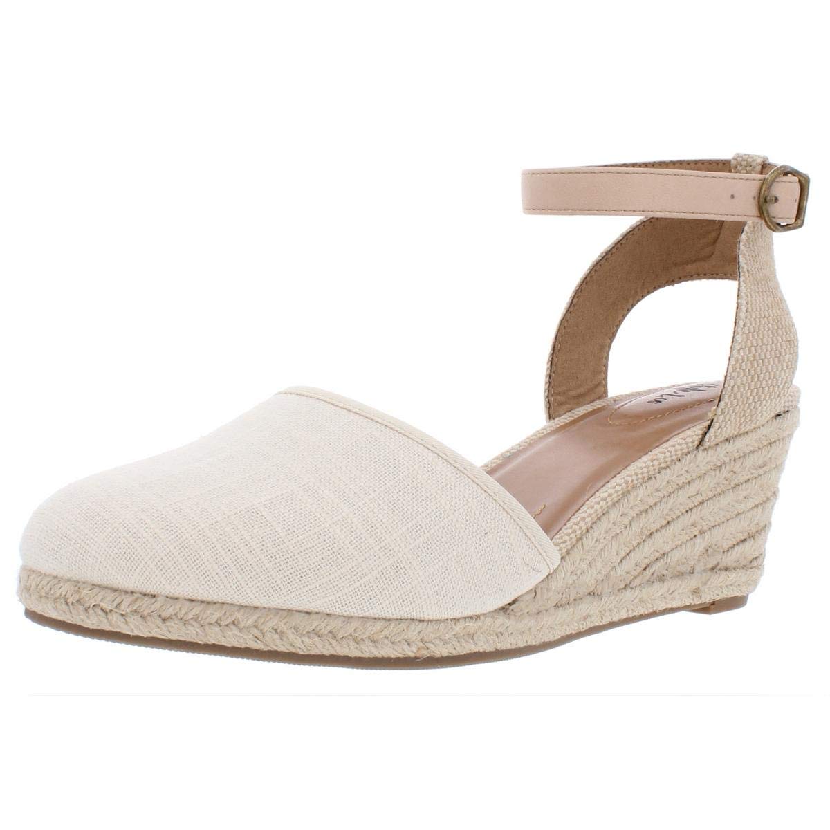 Style & Co. Womens Mailena Canvas Buckle Wedge Sandals Beige 8.5 Medium (B,M)