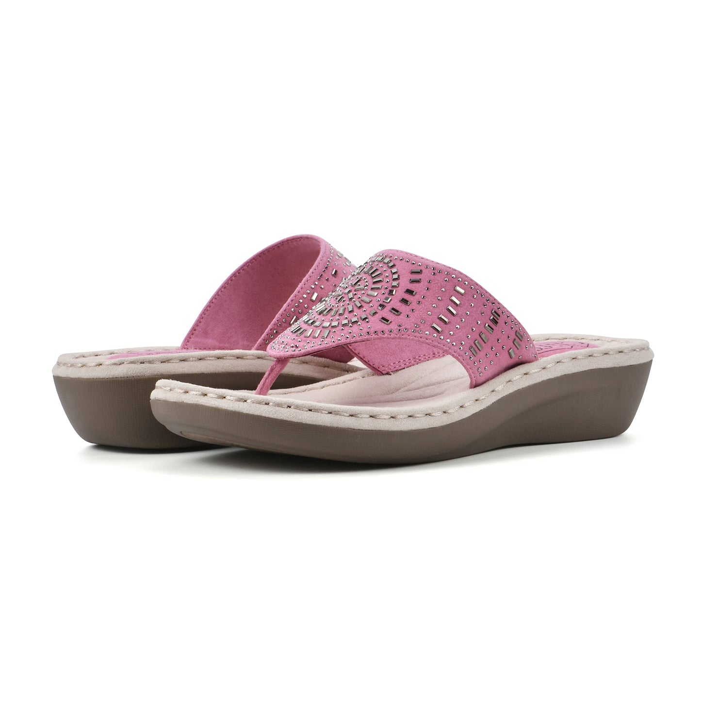 CLIFFS BY WHITE MOUNTAIN Women's Cienna Wedge Sandal, Magenta Pink/Fabric, 10 W