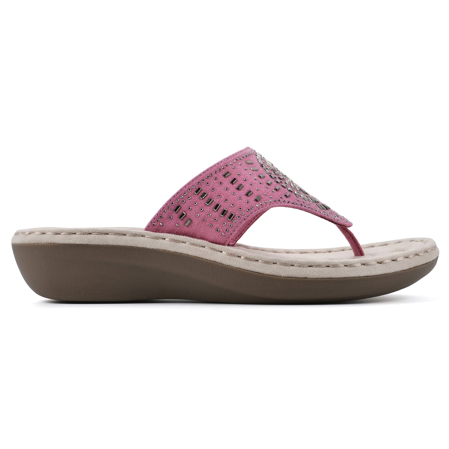 CLIFFS BY WHITE MOUNTAIN Women's Cienna Wedge Sandal, Magenta Pink/Fabric, 10 W