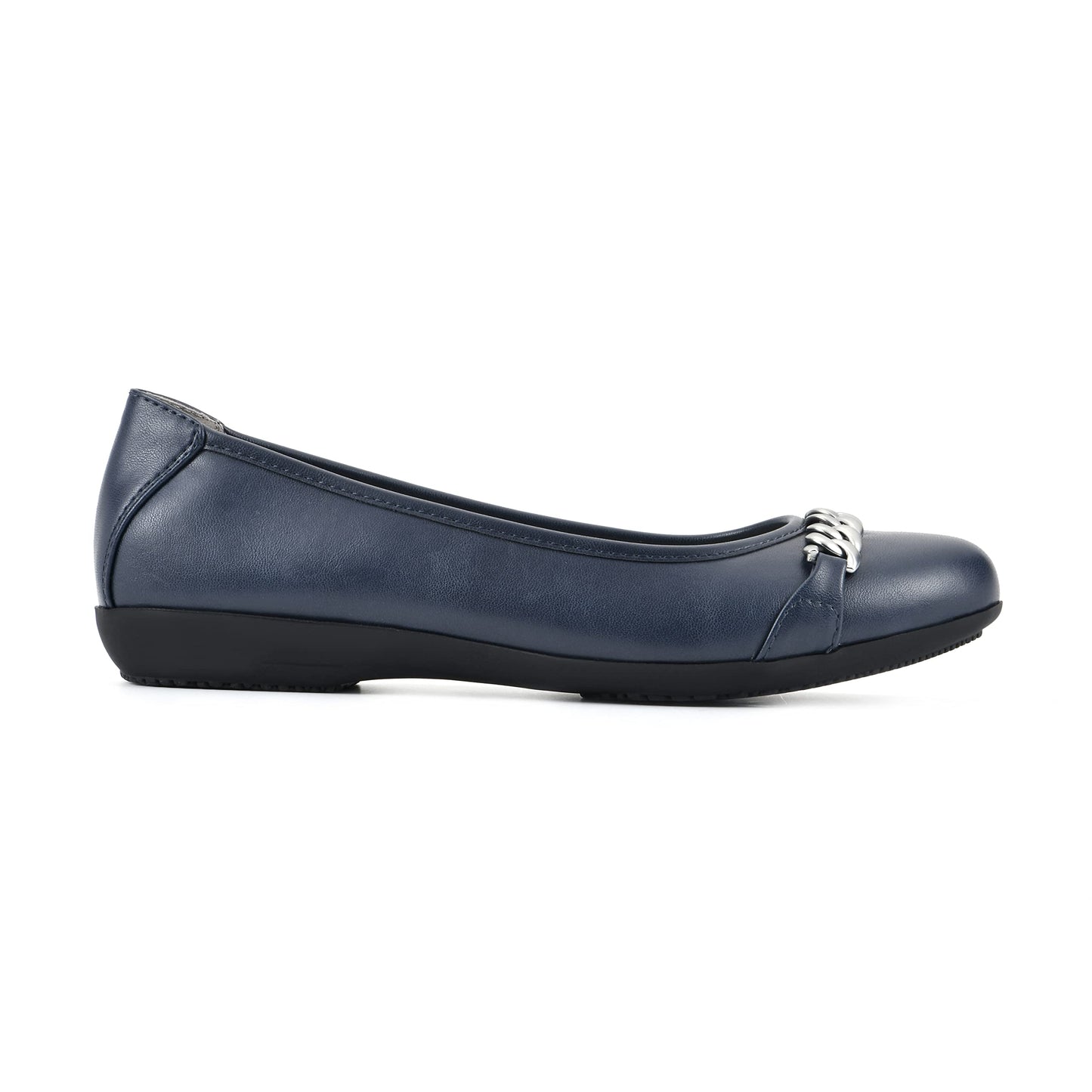 CLIFFS BY WHITE MOUNTAIN Charmed Women's Ballet Flat, Navy/Smooth, 9.5 M